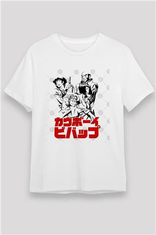 Cowboy Bebop Unisex Baskılı Beyaz Tişört - Tshirt