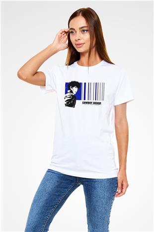 Cowboy Bebop Unisex Baskılı Beyaz Tişört - Tshirt