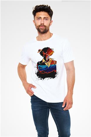 Cowboy Bebop Unisex Baskılı Beyaz Tişört - Tshirt