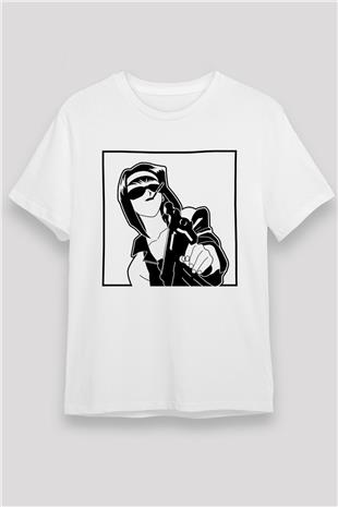 Cowboy Bebop Unisex Baskılı Beyaz Tişört - Tshirt