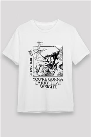 Cowboy Bebop Unisex Baskılı Beyaz Tişört - Tshirt