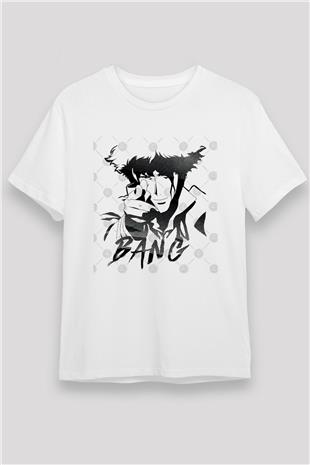 Cowboy Bebop Unisex Baskılı Beyaz Tişört - Tshirt