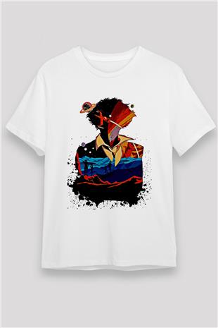 Cowboy Bebop Unisex Baskılı Beyaz Tişört - Tshirt