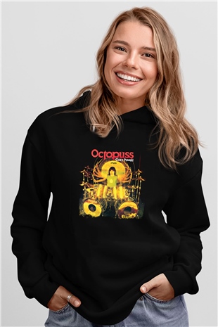 Cozy Powell Baskılı Unisex Siyah Hoodie