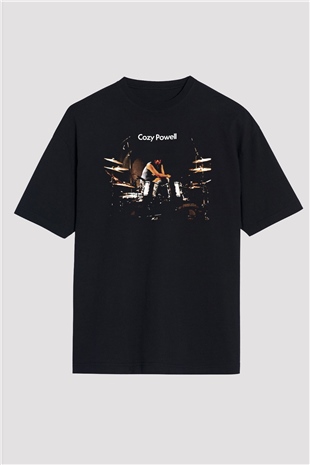 Cozy Powell Siyah Unisex Oversize Tişört T-Shirt