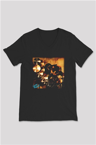Cozy Powell Siyah Unisex V Yaka Tişört T-Shirt