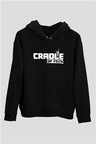 Cradle of filth Baskılı Unisex Siyah Kapüşonlu Sweatshirt