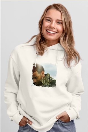 Craig David Baskılı Unisex Beyaz Kapüşonlu Sweatshirt