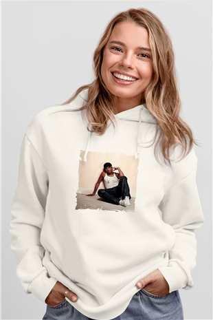 Craig David Baskılı Unisex Beyaz Kapüşonlu Sweatshirt