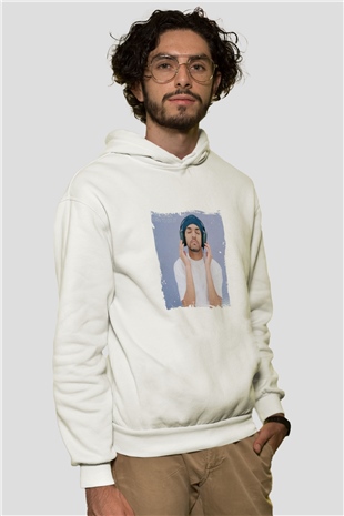 Craig David Baskılı Unisex Beyaz Kapüşonlu Sweatshirt