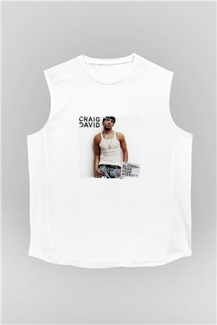 Craig David Baskılı Unisex Beyaz Kolsuz Tişört