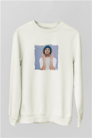 Craig David Baskılı Unisex Beyaz Sweatshirt
