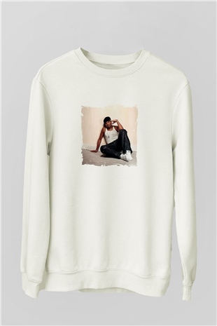 Craig David Baskılı Unisex Beyaz Sweatshirt