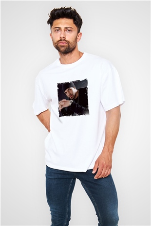 Craig David Baskılı Oversize Beyaz Tişört