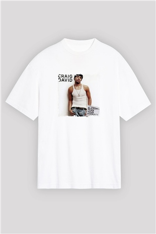 Craig David Baskılı Oversize Beyaz Tişört