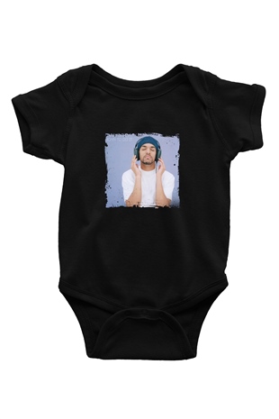 Craig David Baskılı Unisex Siyah Bebek Body - Zıbın