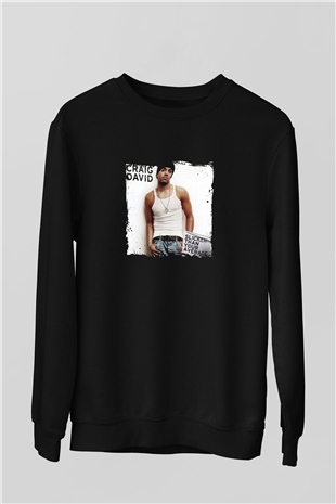 Craig David Baskılı Unisex Siyah Sweatshirt