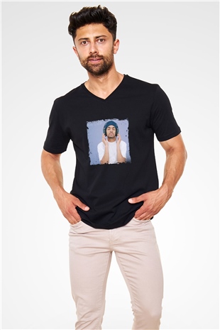 Craig David Baskılı Unisex Siyah V Yaka Tişört