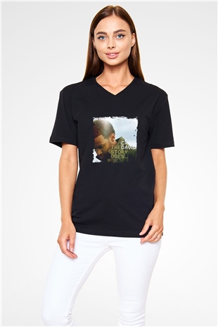 Craig David Baskılı Unisex Siyah V Yaka Tişört
