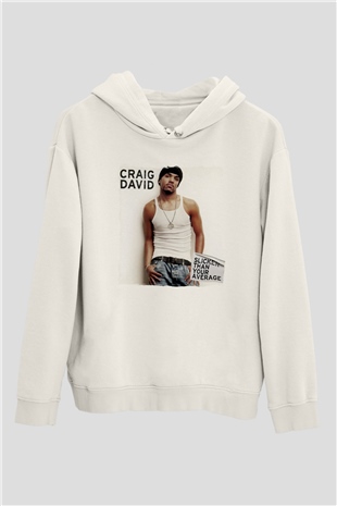 Craig David Beyaz Unisex Kapüşonlu Sweatshirt