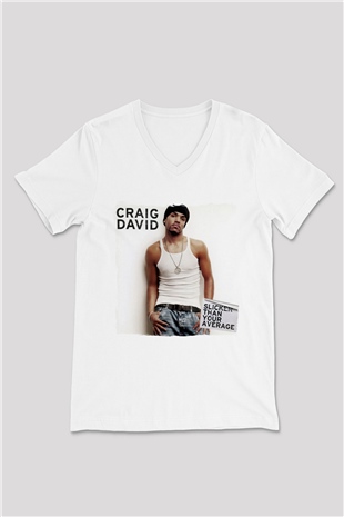Craig David Beyaz Unisex V Yaka Tişört