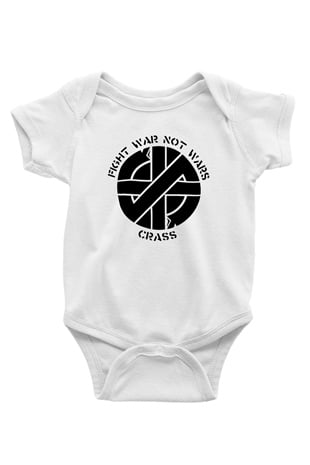 Crass Baskılı Beyaz Unisex Bebek Body - Zıbın