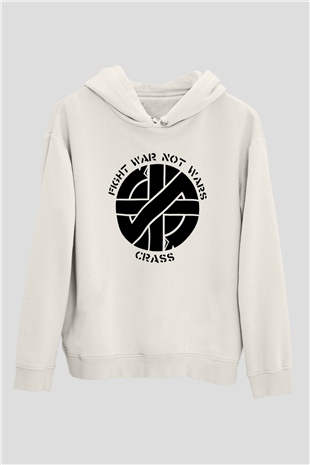 Crass Beyaz Unisex Kapşonlu Sweatshirt