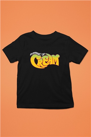 Cream Baskılı Unisex Siyah Çocuk Tişört - Tshirt