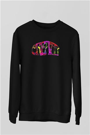 Cream Baskılı Unisex Siyah Sweatshirt