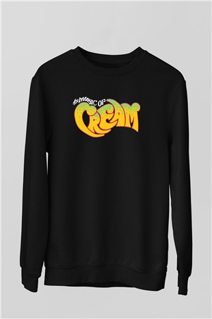 Cream Baskılı Unisex Siyah Sweatshirt