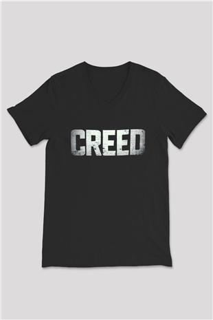 Creed Siyah Unisex V Yaka Tişört T-Shirt