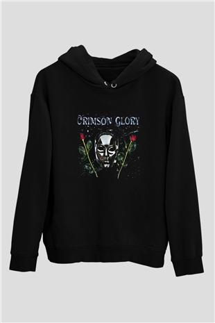Crimson Glory Baskılı Unisex Siyah Hoodie