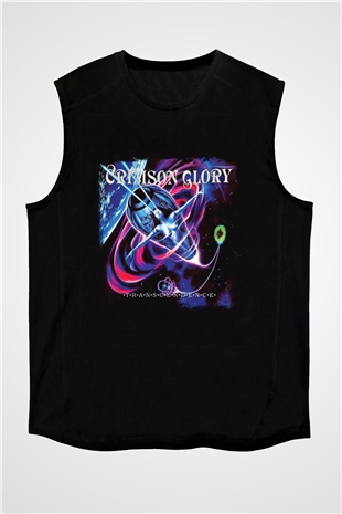 Crimson Glory Baskılı Unisex Siyah Kolsuz Tişört
