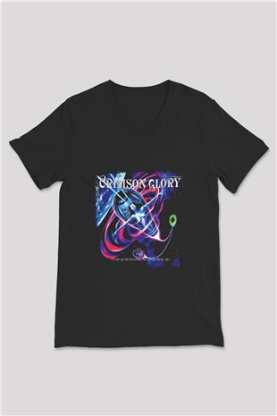 Crimson Glory Baskılı Unisex Siyah V Yaka Tişört