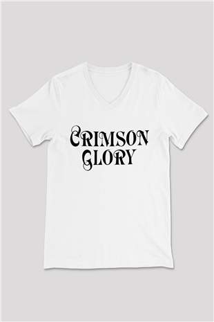 Crimson Glory Beyaz Unisex V Yaka Tişört T-Shirt