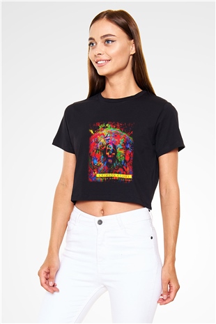 Crimson Glory Siyah Crop Top Tişört