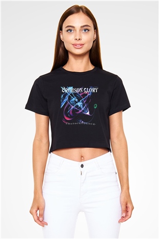 Crimson Glory Siyah Crop Top Tişört