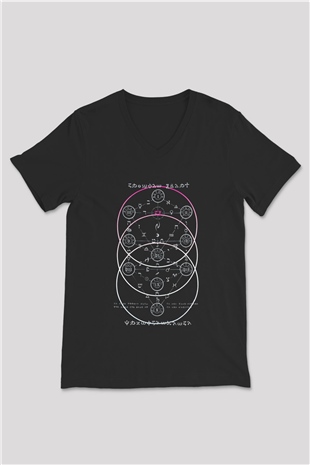 Crimson Glory Siyah Unisex V Yaka Tişört