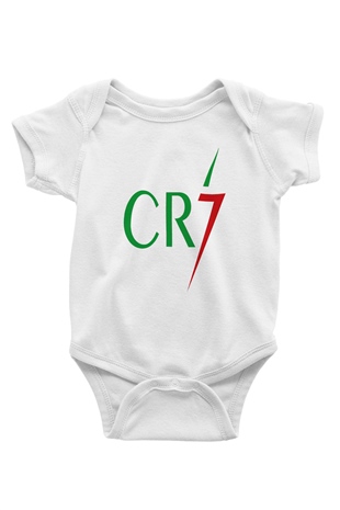 Cristiano Ronaldo Baskılı Beyaz Unisex Bebek Body - Zıbın