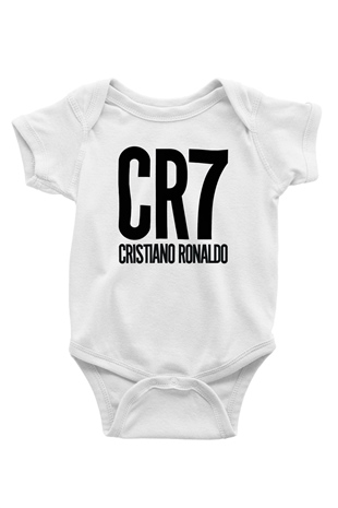 Cristiano Ronaldo Baskılı Beyaz Unisex Bebek Body - Zıbın