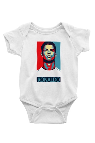 Cristiano Ronaldo Baskılı Beyaz Unisex Bebek Body - Zıbın
