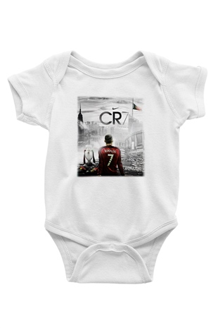 Cristiano Ronaldo Baskılı Beyaz Unisex Bebek Body - Zıbın