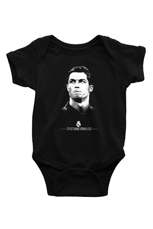 Cristiano Ronaldo Baskılı Siyah Bebek Body - Zıbın