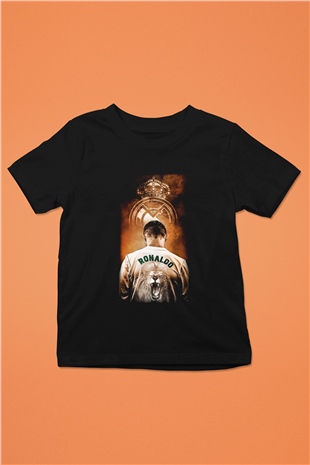 Cristiano Ronaldo Baskılı Siyah Unisex Çocuk Tişört