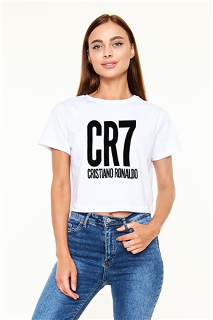Cristiano Ronaldo Beyaz Croptop Tişört