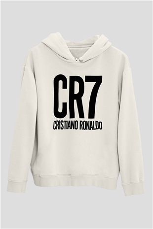 Cristiano Ronaldo Beyaz Unisex Kapşonlu Sweatshirt