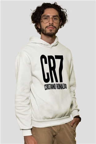 Cristiano Ronaldo Beyaz Unisex Kapşonlu Sweatshirt