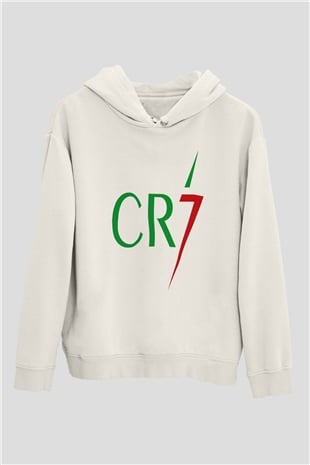 Cristiano Ronaldo Beyaz Unisex Kapşonlu Sweatshirt