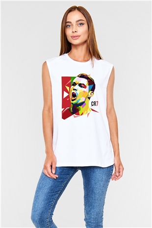 Cristiano Ronaldo Beyaz Unisex Kolsuz Tişört