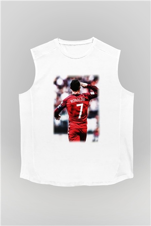 Cristiano Ronaldo Beyaz Unisex Kolsuz Tişört